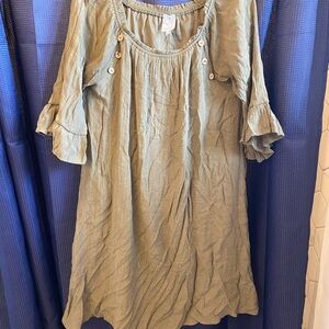 Green Button-Detail Dress